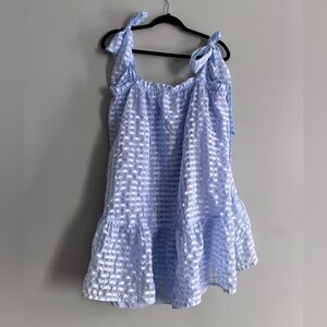 Womens Light Blue Babydoll Coquette Girl Sleeveless Dress, Bow Size S Handmade